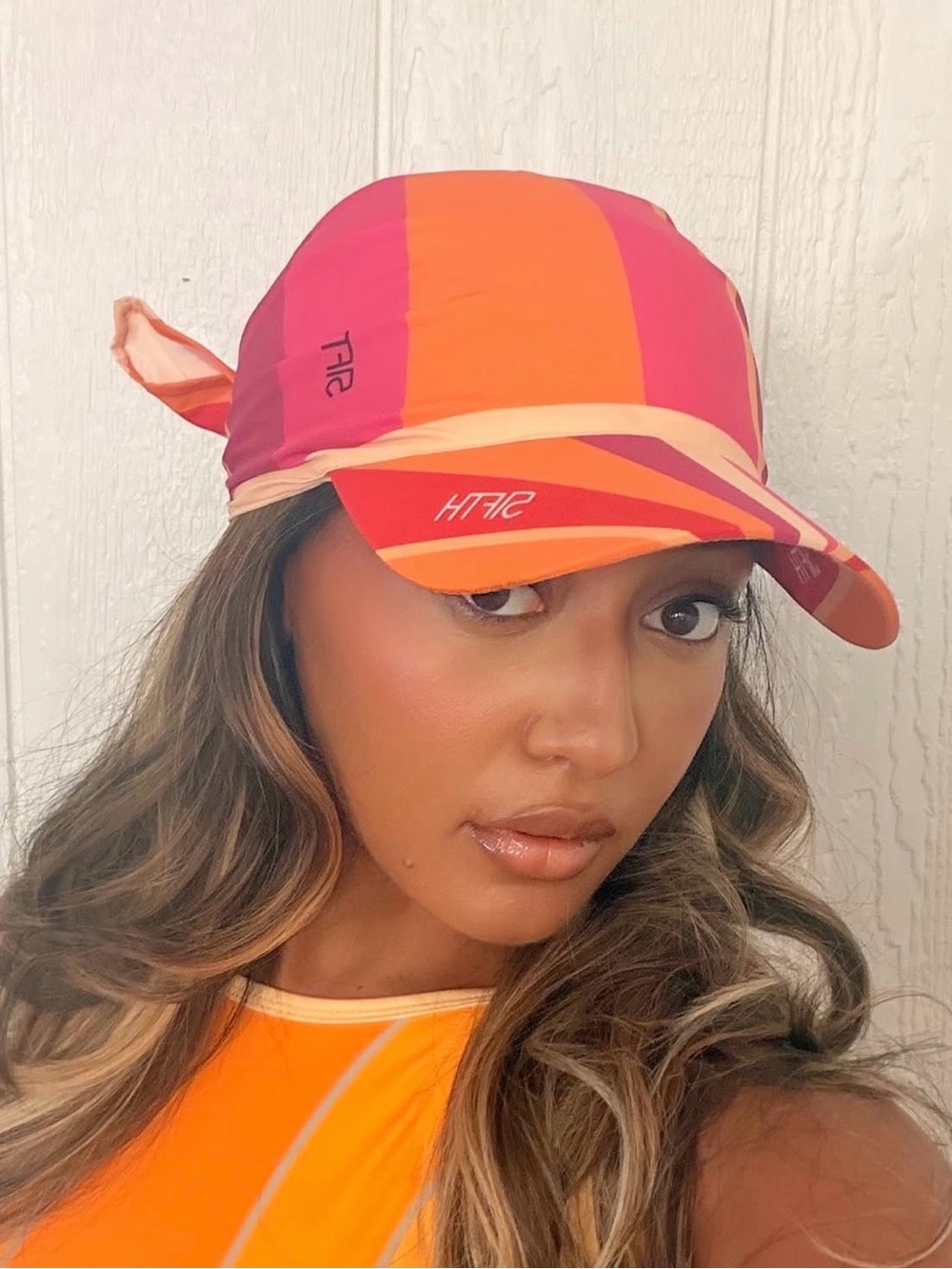 Striped Pink & Orange Sport Cap